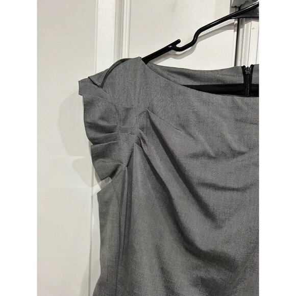 Hugo Boss Gray Cap Sleeve Sheath Dress Virgin Wool Blend Sz 8 - Picture 4 of 11